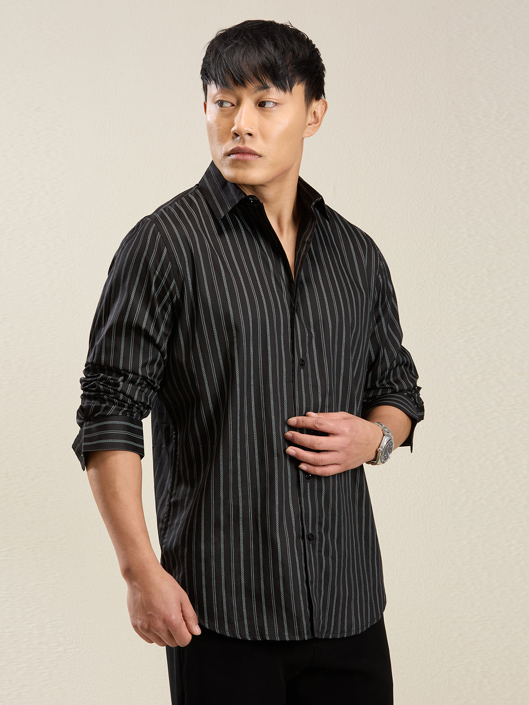 Shadow Stripes – 100% Cotton Slim Fit Shirt