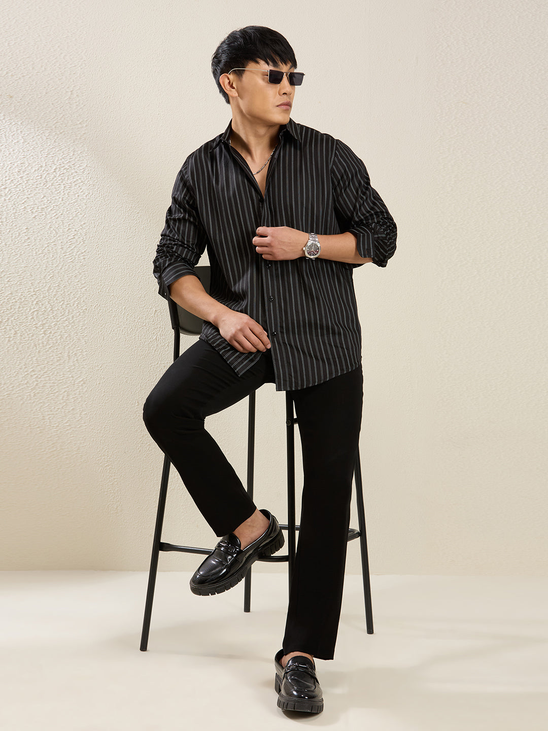 Shadow Stripes – 100% Cotton Slim Fit Shirt