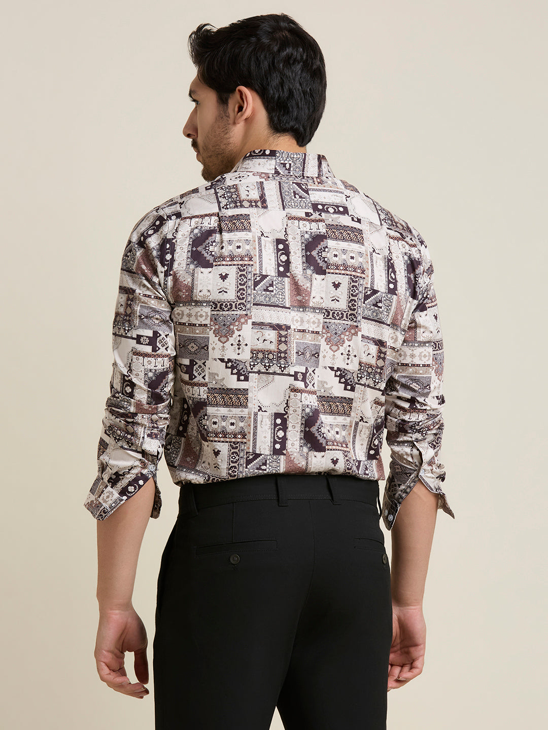 Earthy Mosaic Print Premium Giza Cotton Shirt