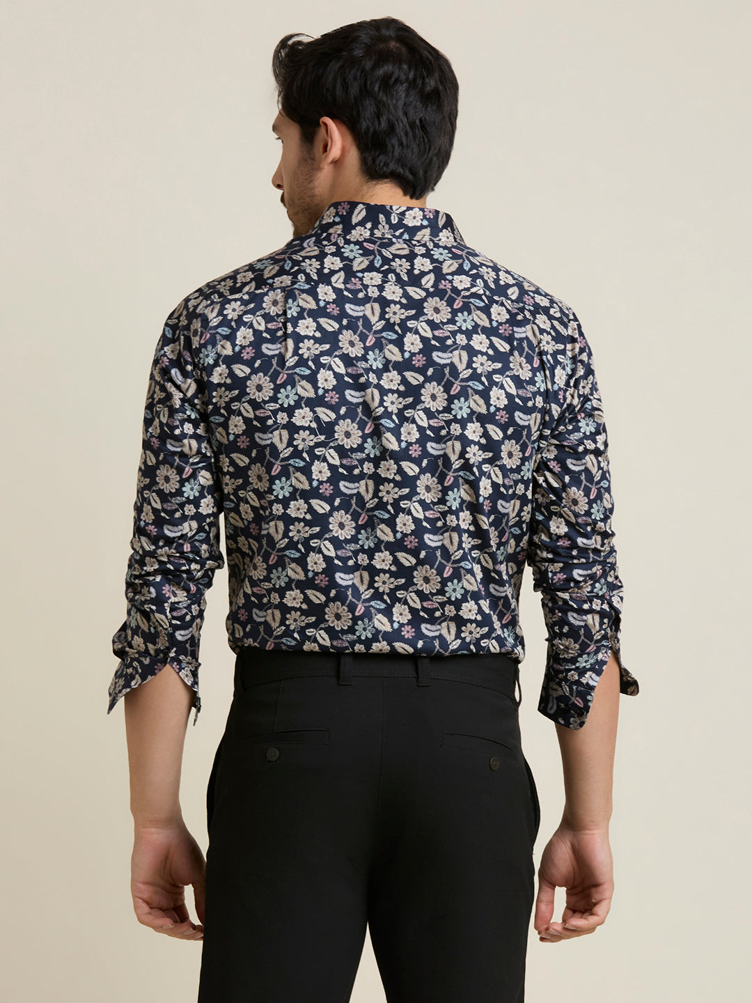 Men's Slim Fit Blue Printed 100% Cotton Shirt | Mark & Albert