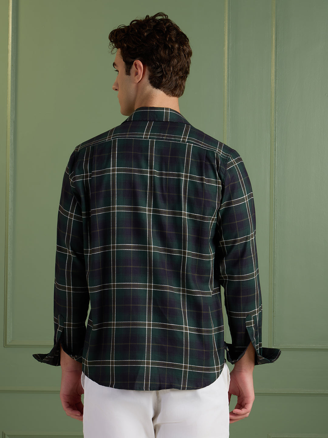 Men's Slim Fit Forest 100% Cotton Checkered Casual Shirt | Mark & Albert