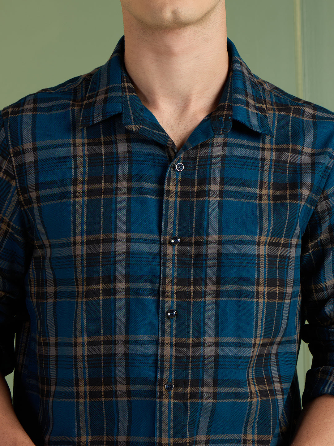 Teal & Umber Checkered Casual Shirt