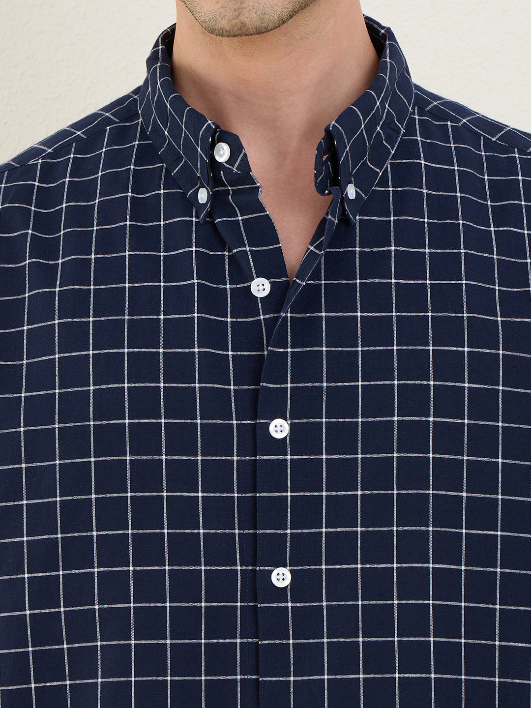 Men’s 100% Cotton Blue Check Regular Fit Shirt | MARK & ALBERT
