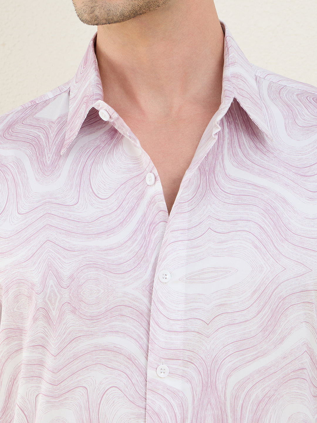 Men's Pink Marble Printed Luxury Giza Cotton Slim Fit Shirt | MARK & ALBERT
