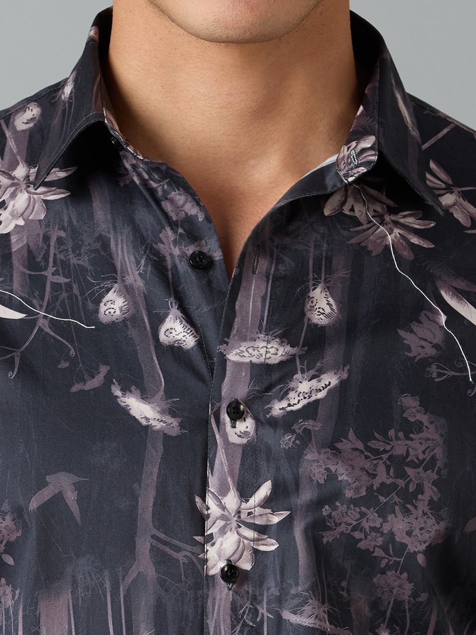 Men's Slim Fit Purple 100% Cotton Floral Printed Shirt | Mark & Albert