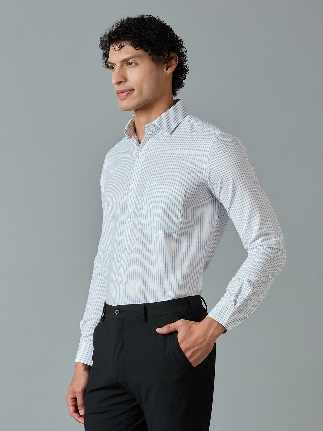 Slim Fit Cotton Linen Striped Shirt