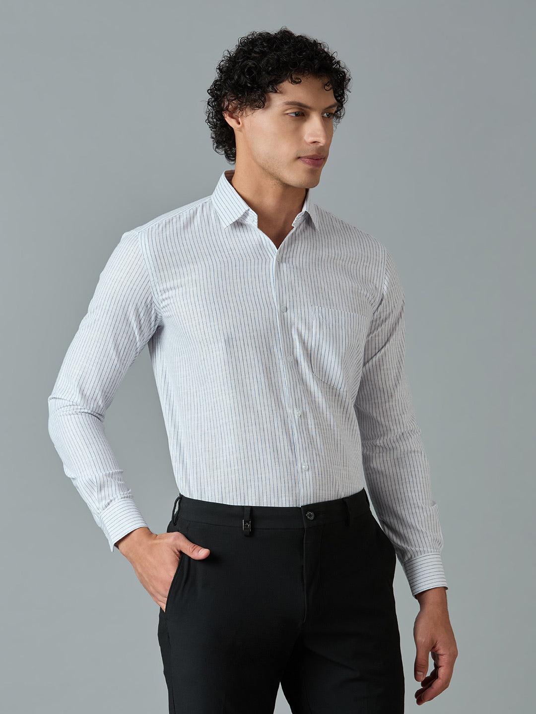 Slim Fit Cotton Linen Striped Shirt